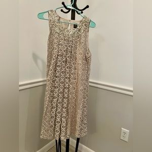 Anthropologie NWT taupe with silver metallic  and sequins  cocktail dress